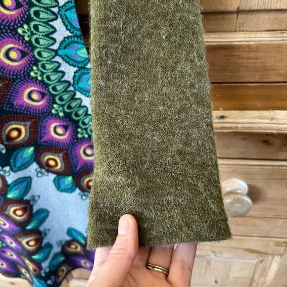 Luna Claire Small Sweater Dress Printed Peacock Colorful Mandala Boho Longsleeve - Picture 7 of 12